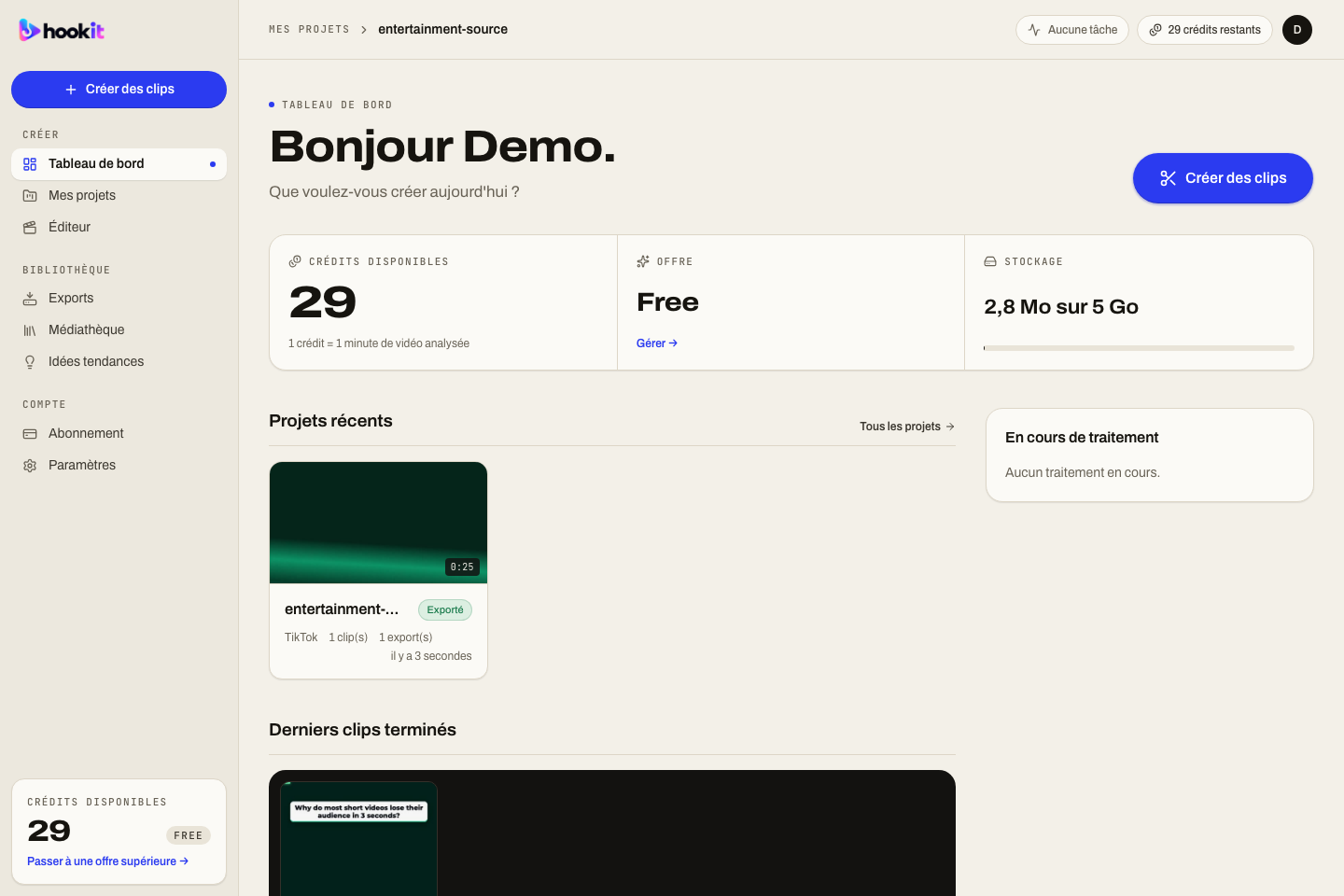 Tableau de bord